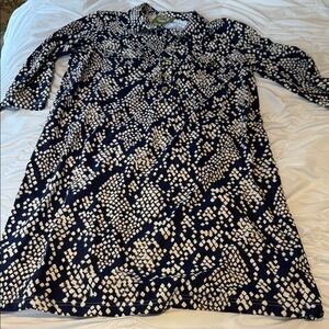 Elizabeth McKay Navy and White Patterned Women's Dress XL